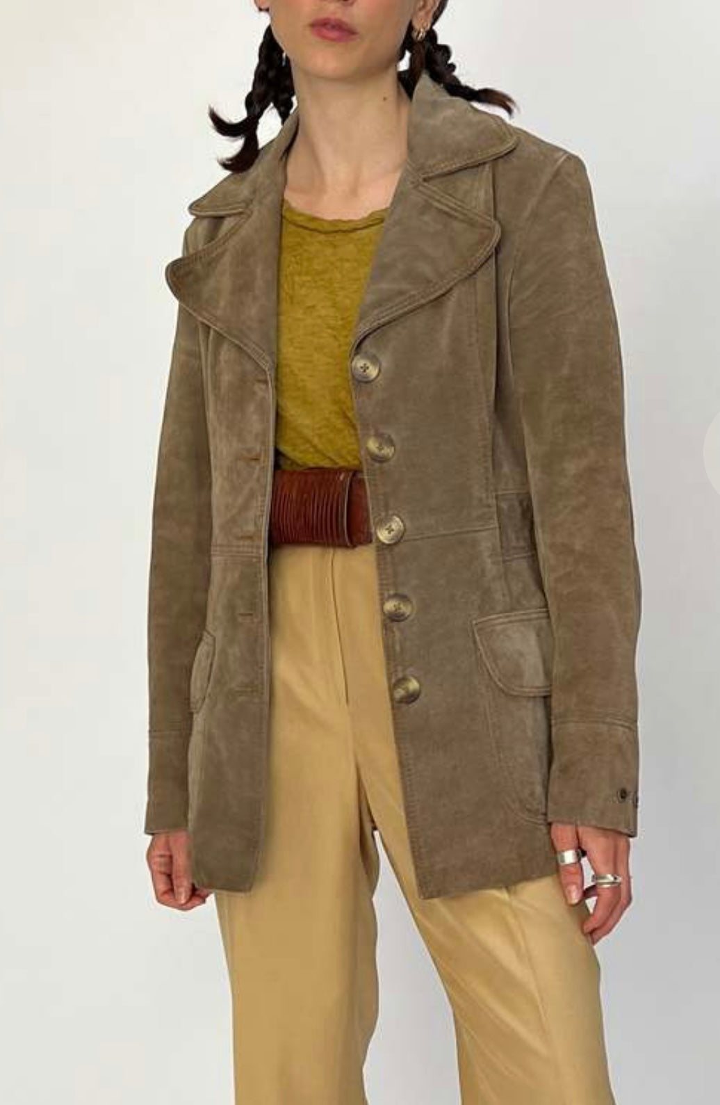 Vintage DKNY Suede Leather Jacket in Hazelnut (Size S)