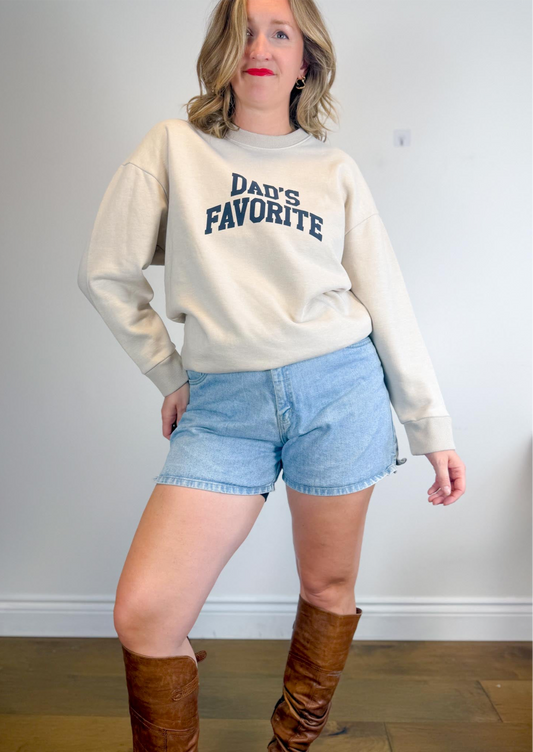 Favourite Daughter "Dad's Favourite Crewneck in Heather Oatmeal" (Size S/M)