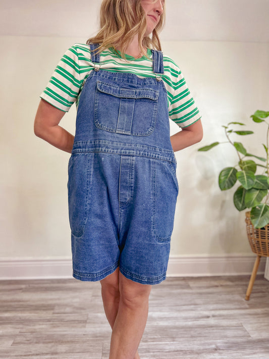 Vintage Short Denim Overalls (Size XXL)