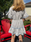 SUBOO Striped Fringe Mini Dress in White (Size S)