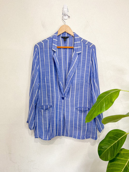 Tribal Blue Striped Lightweight Blazer (Size XL)