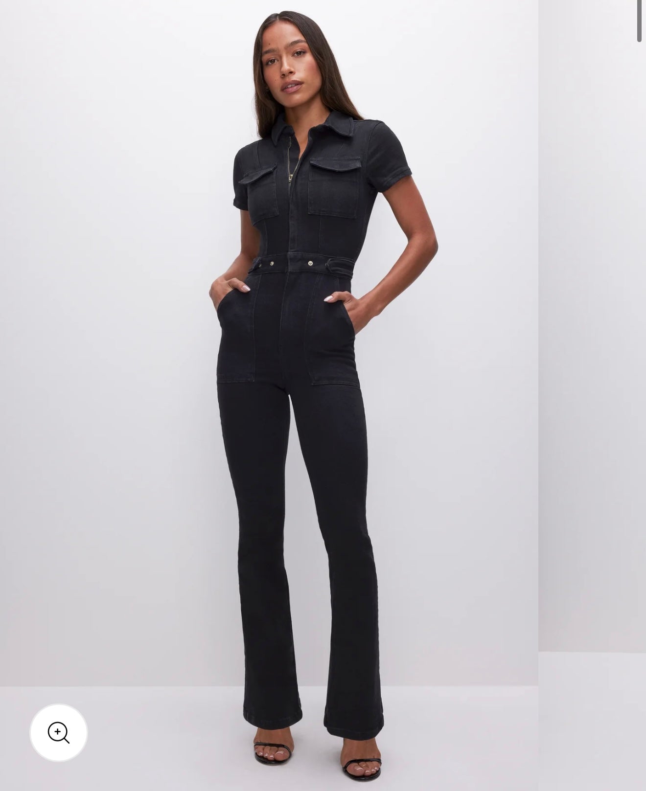 Good American "Fit for Success Bootcut Jumpsuit in Black" (Size S)