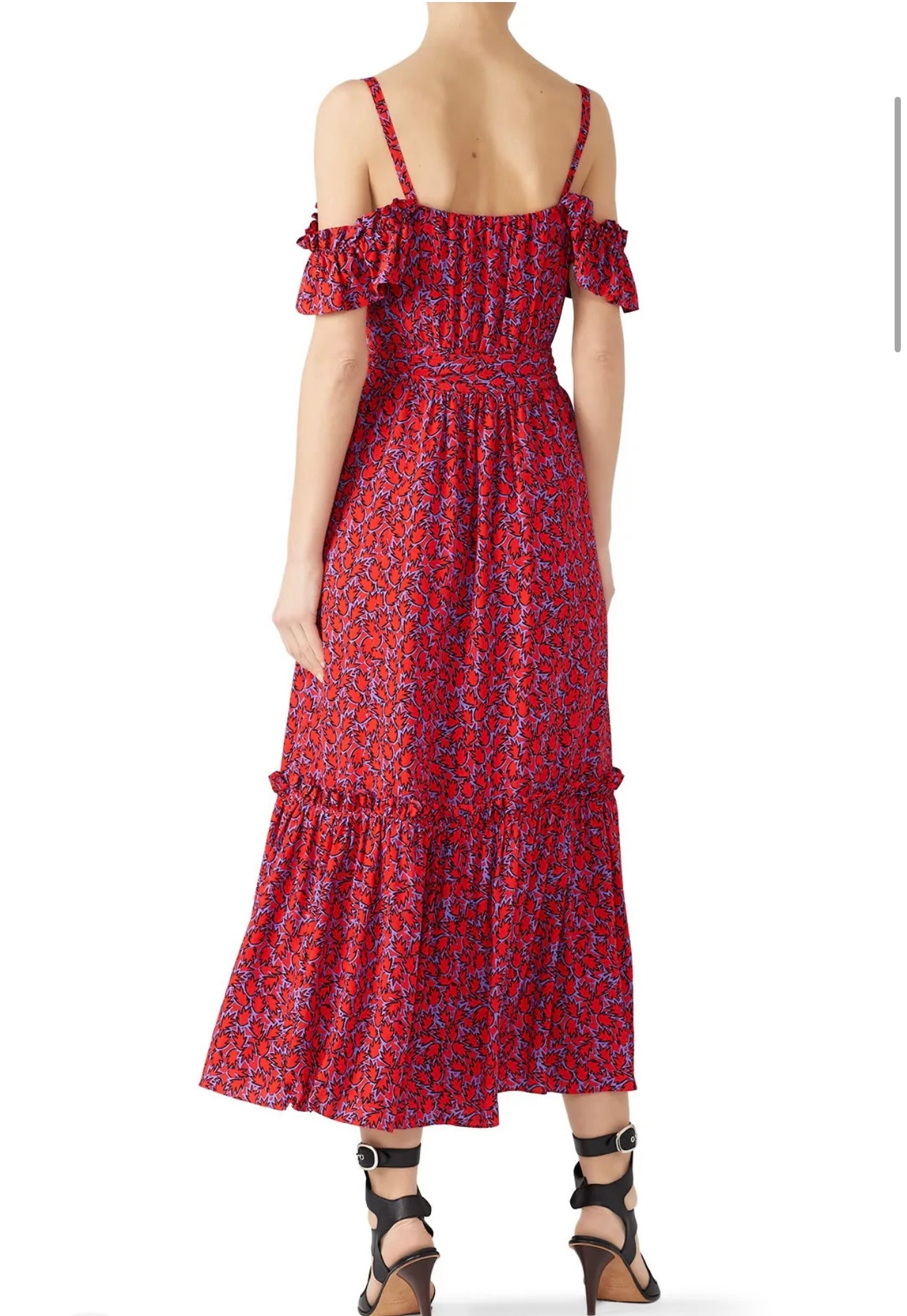 Derek Lam 10 Crosby "Iris Poppy Ruffle Cami Dress" in Red/Purple (Size S)