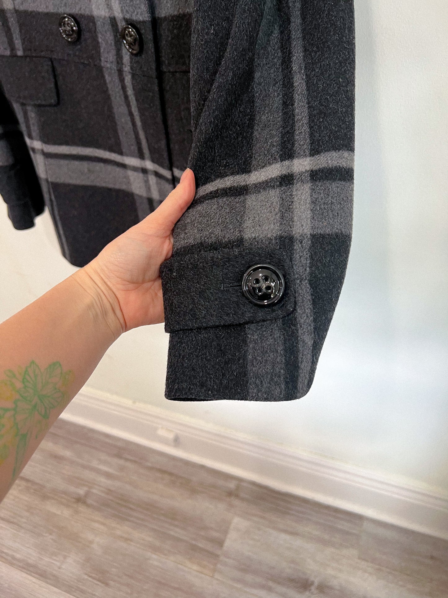 CINZIA ROCCA due Wool & Cashmere Coat in Charcoal Plaid (Size 12)