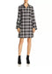 Alice + Olivia "Jem Trumpet Sleeve Shirt Dress in Black Plaid" (Size XS)