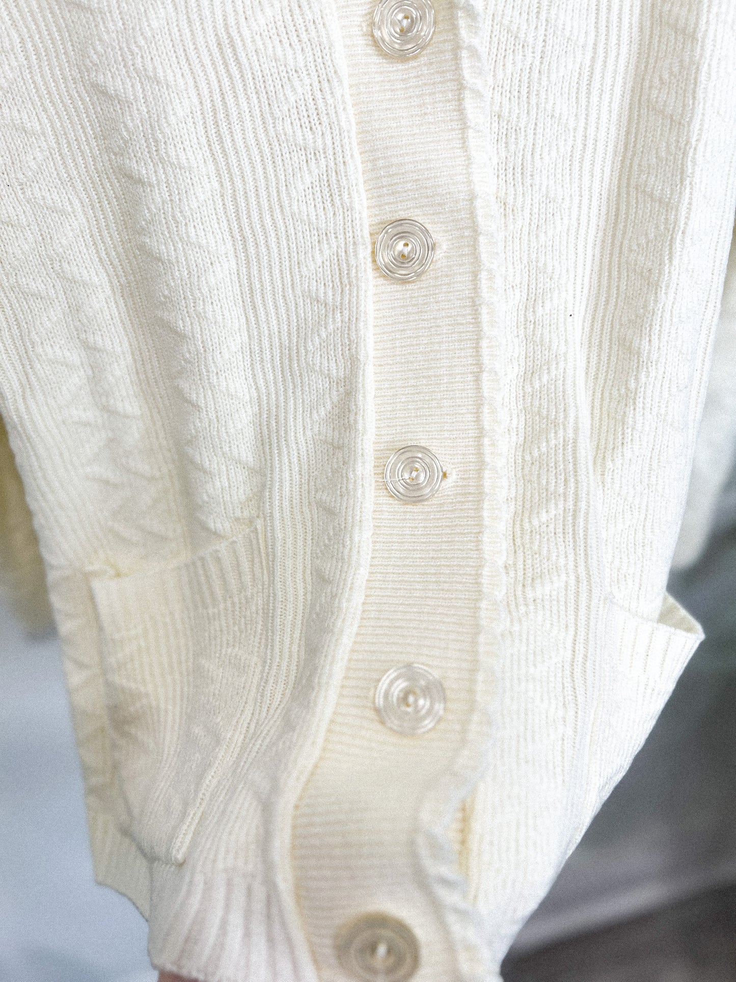 Vintage Off White Knit Cardigan (Size L)