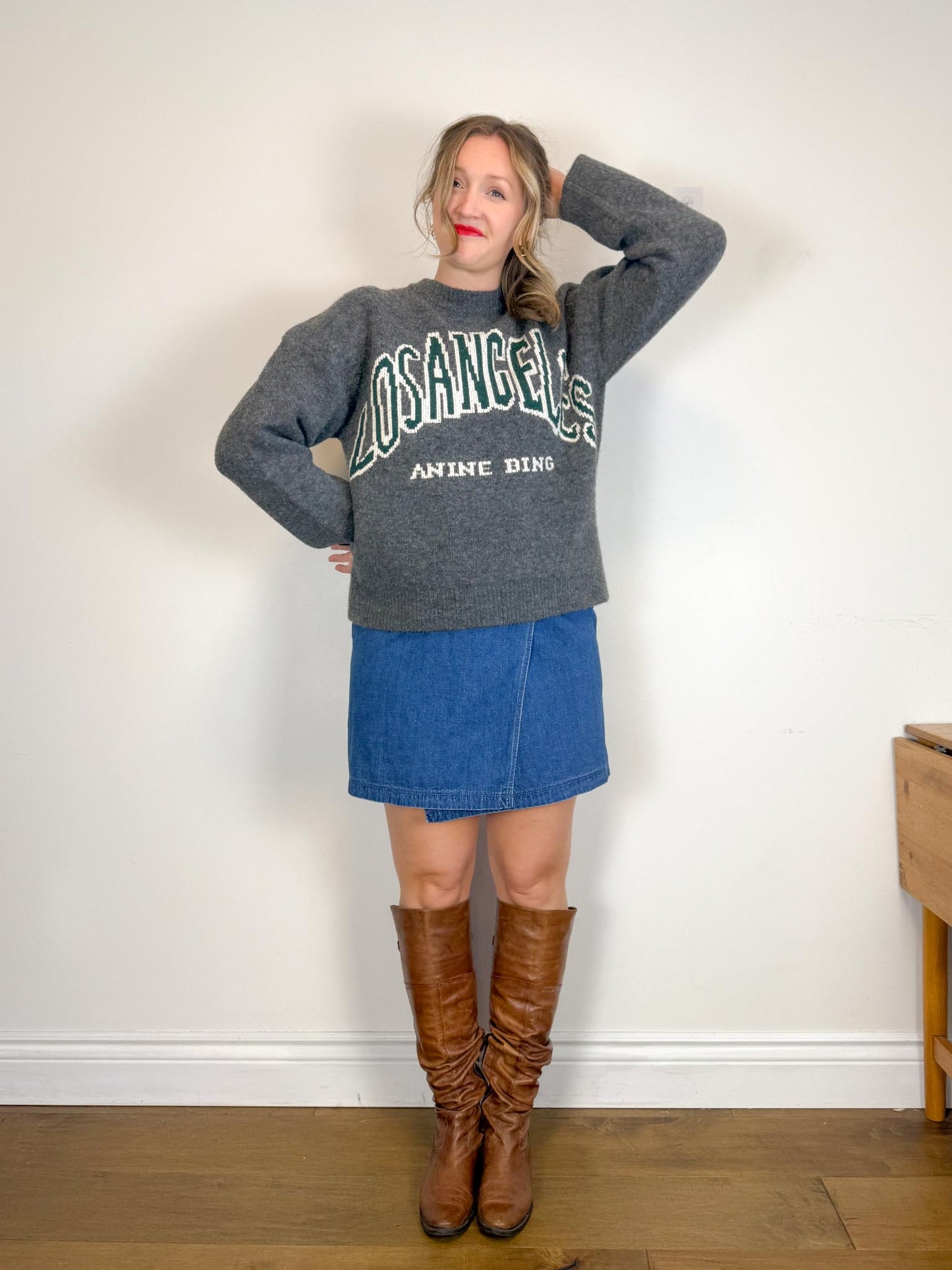 Los Angeles Knit Crewneck in Grey SOLD AS IS  (Size L)