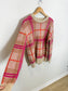 TILLEY "Plaid Mohair Sweater in Pink/Brown/Cream" (Size S/M)