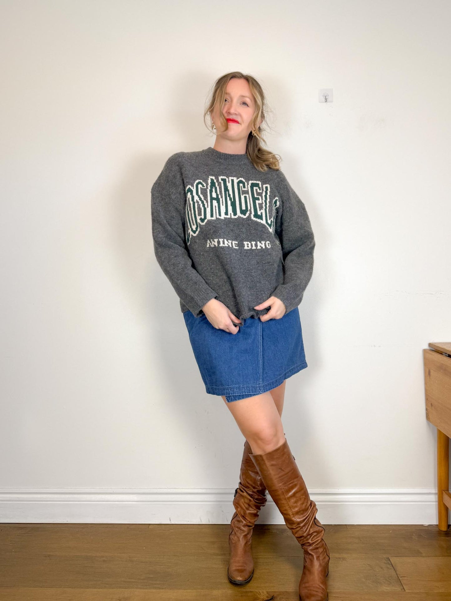 Los Angeles Knit Crewneck in Grey SOLD AS IS  (Size L)