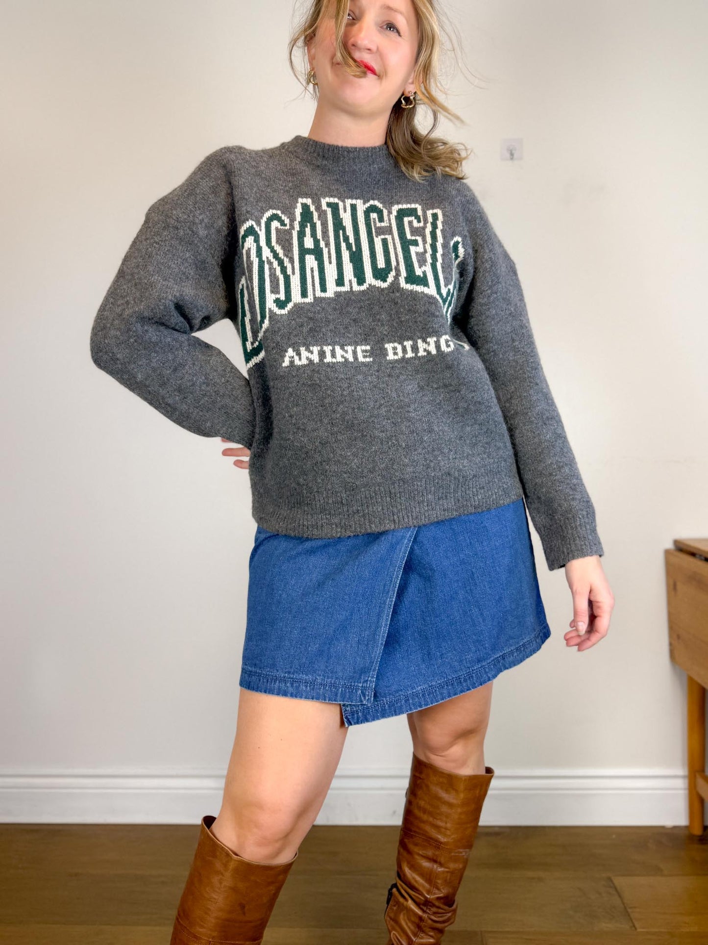 Los Angeles Knit Crewneck in Grey SOLD AS IS  (Size L)