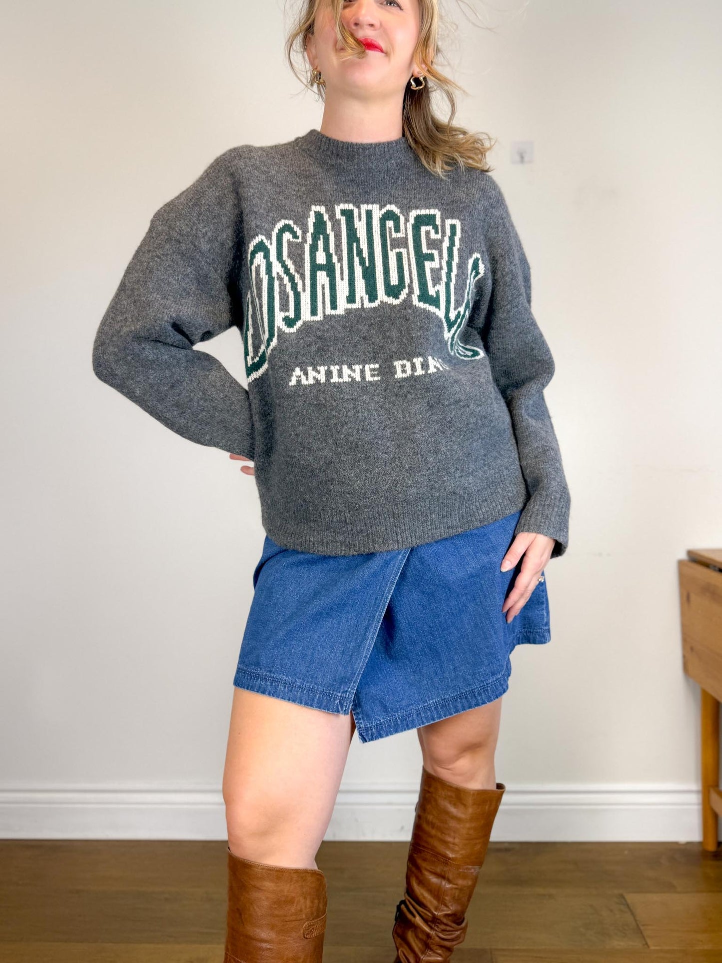 Los Angeles Knit Crewneck in Grey SOLD AS IS  (Size L)