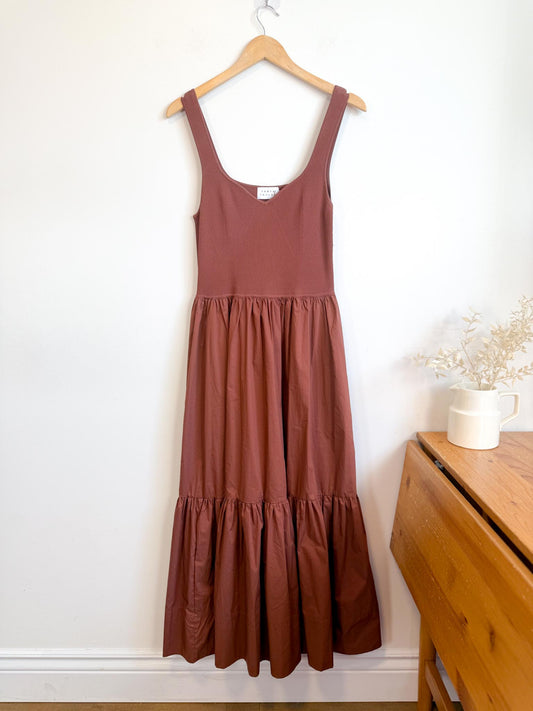 Tanya Taylor Designer "Josephina Dress in Brown" (Size L)