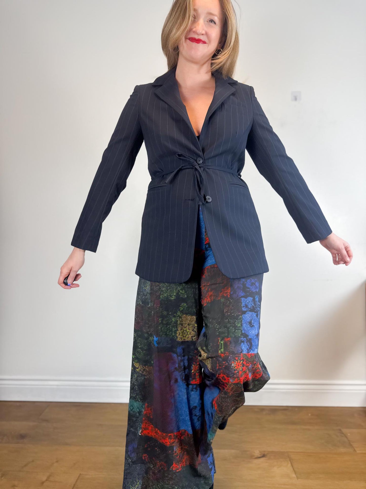 ALOHAS "Geri Pinstripe Blazer in Navy" (Size XS-M)