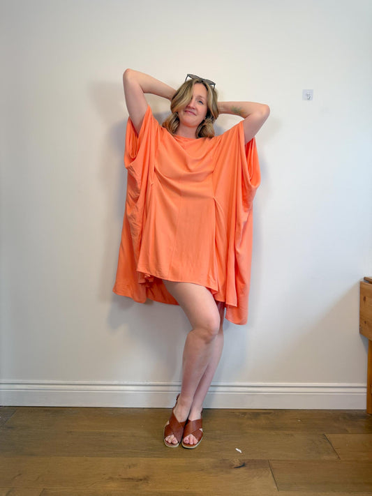 COS "Oversized Kafthan Cape Dress in Coral" NWT (Size XS-L)