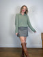 Sezane OCTOBRE Editions Fuzzy Collared Knit in Sea Green (Size L)