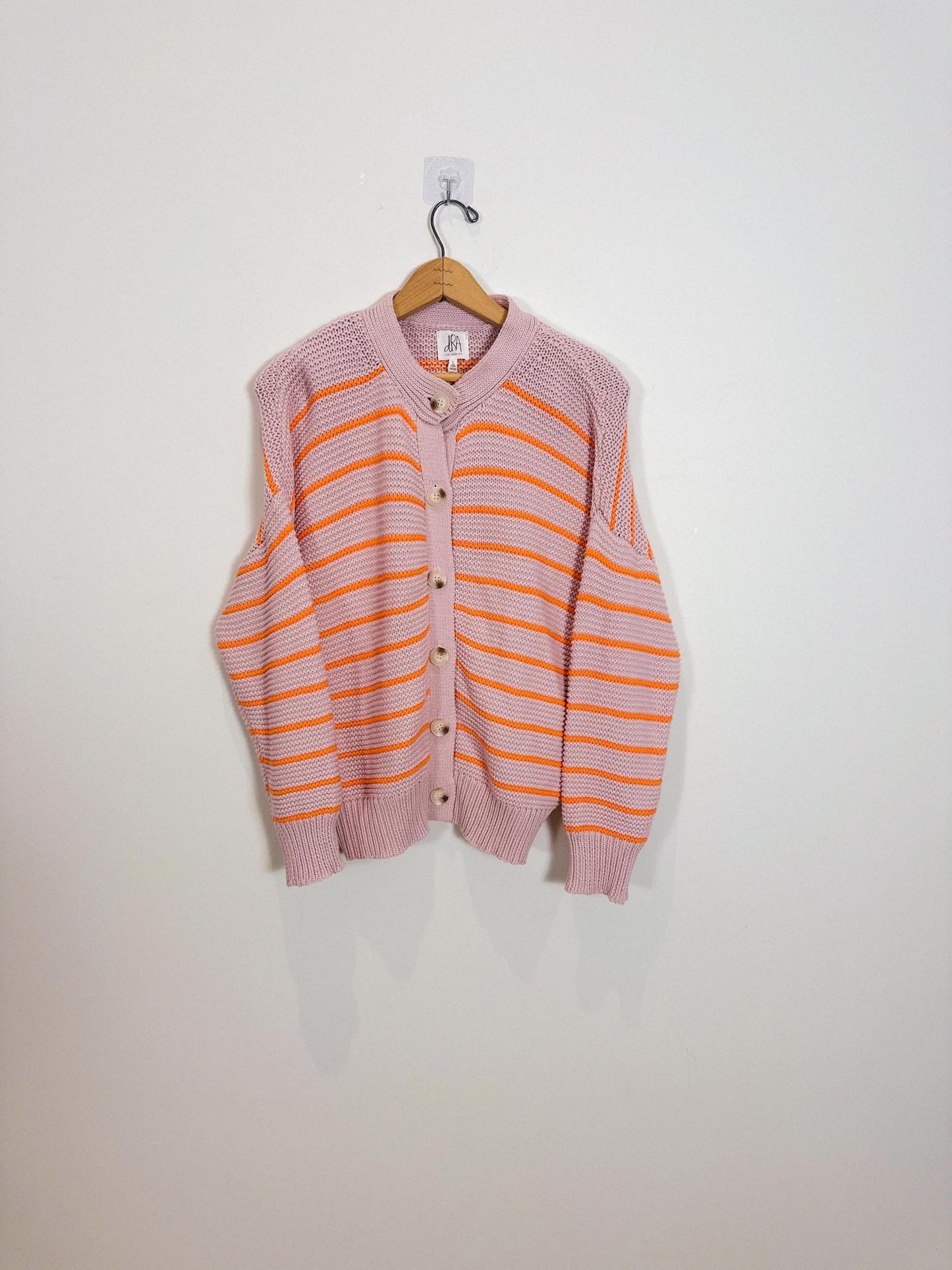 dRA Los Angeles Striped Cotton Amara Cardigan in Maeve/Orange (Size L)