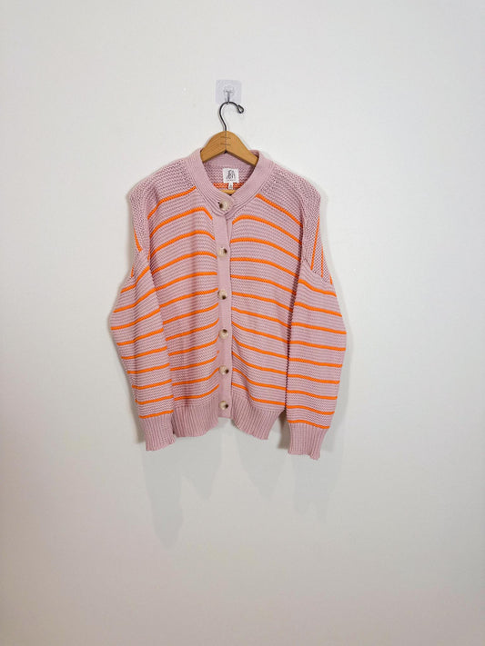 dRA Los Angeles Striped Cotton Amara Cardigan in Maeve/Orange (Size L)