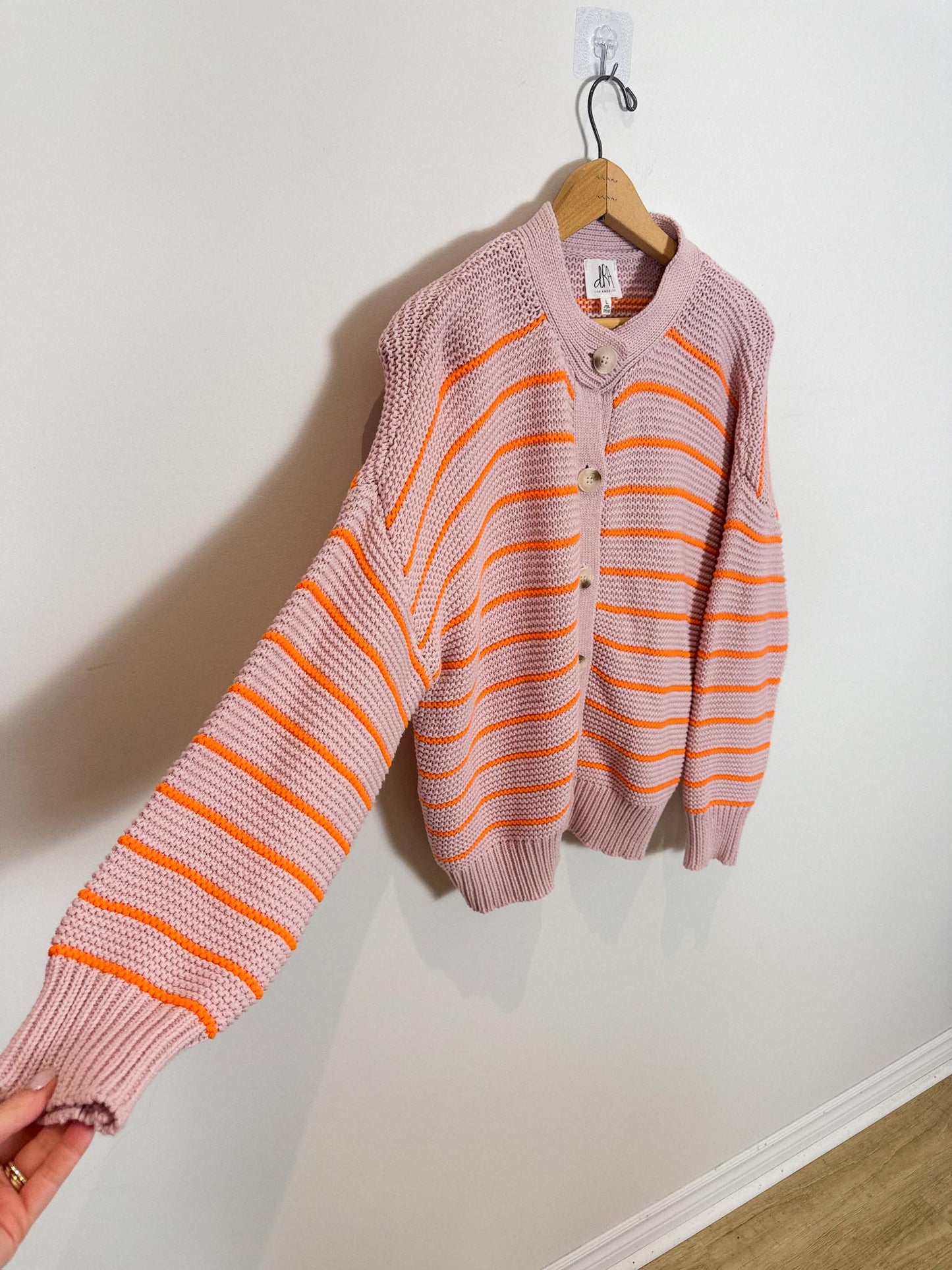 dRA Los Angeles Striped Cotton Amara Cardigan in Maeve/Orange (Size L)