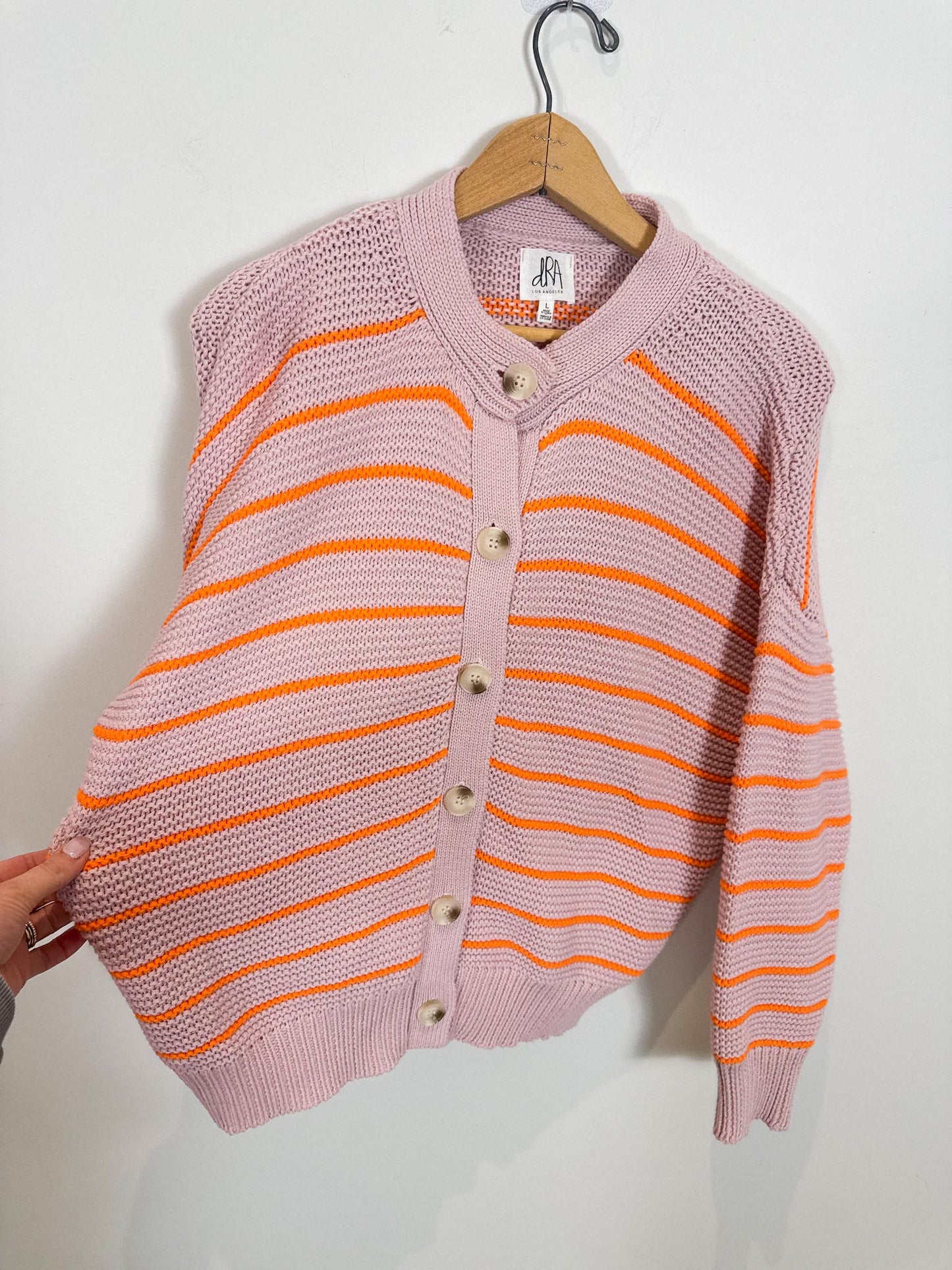 dRA Los Angeles Striped Cotton Amara Cardigan in Maeve/Orange (Size L)