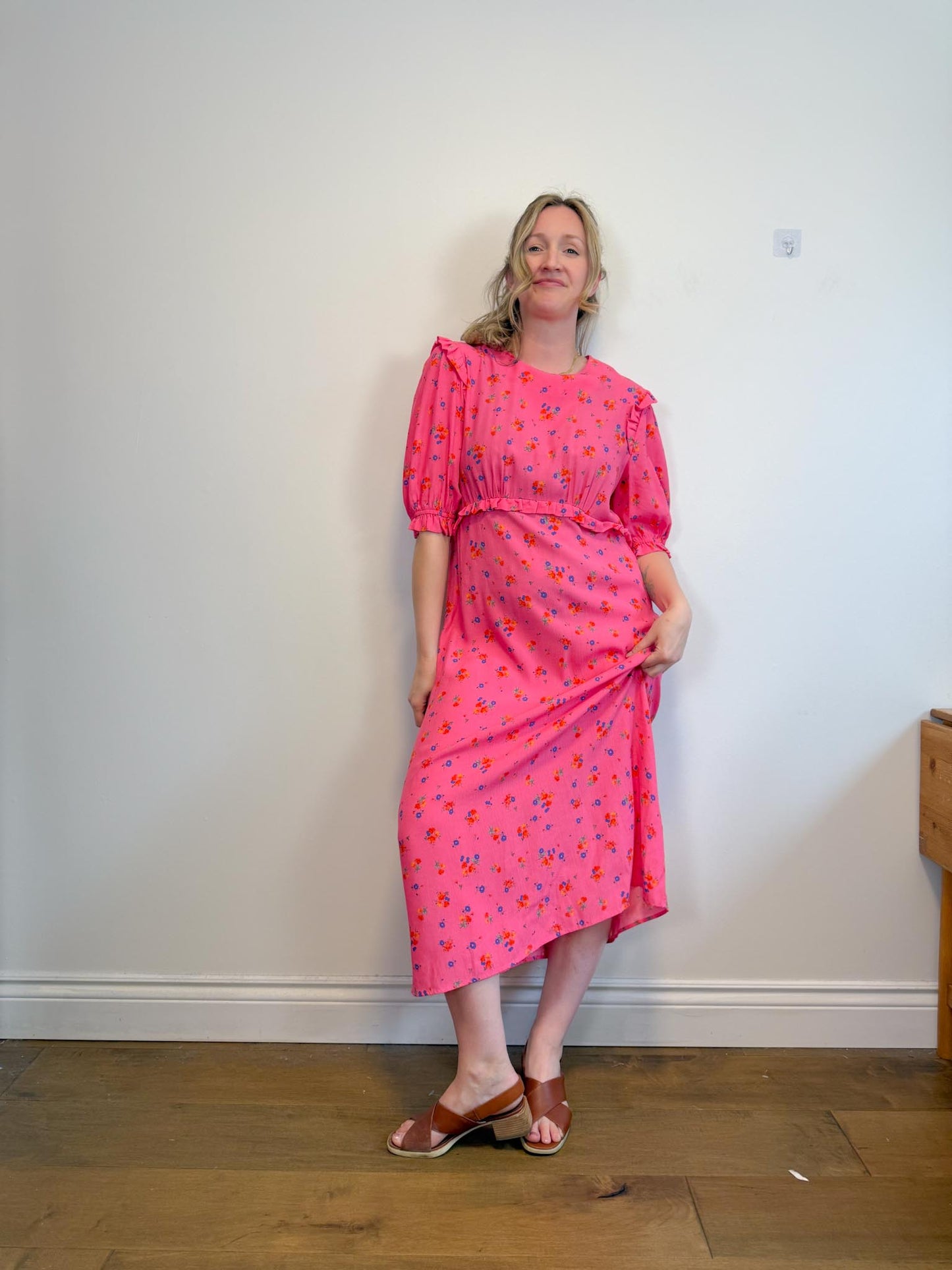 Nobody's Child "Ditsy Floral Pink Felicia Midi Dress" NWT (Size 16)