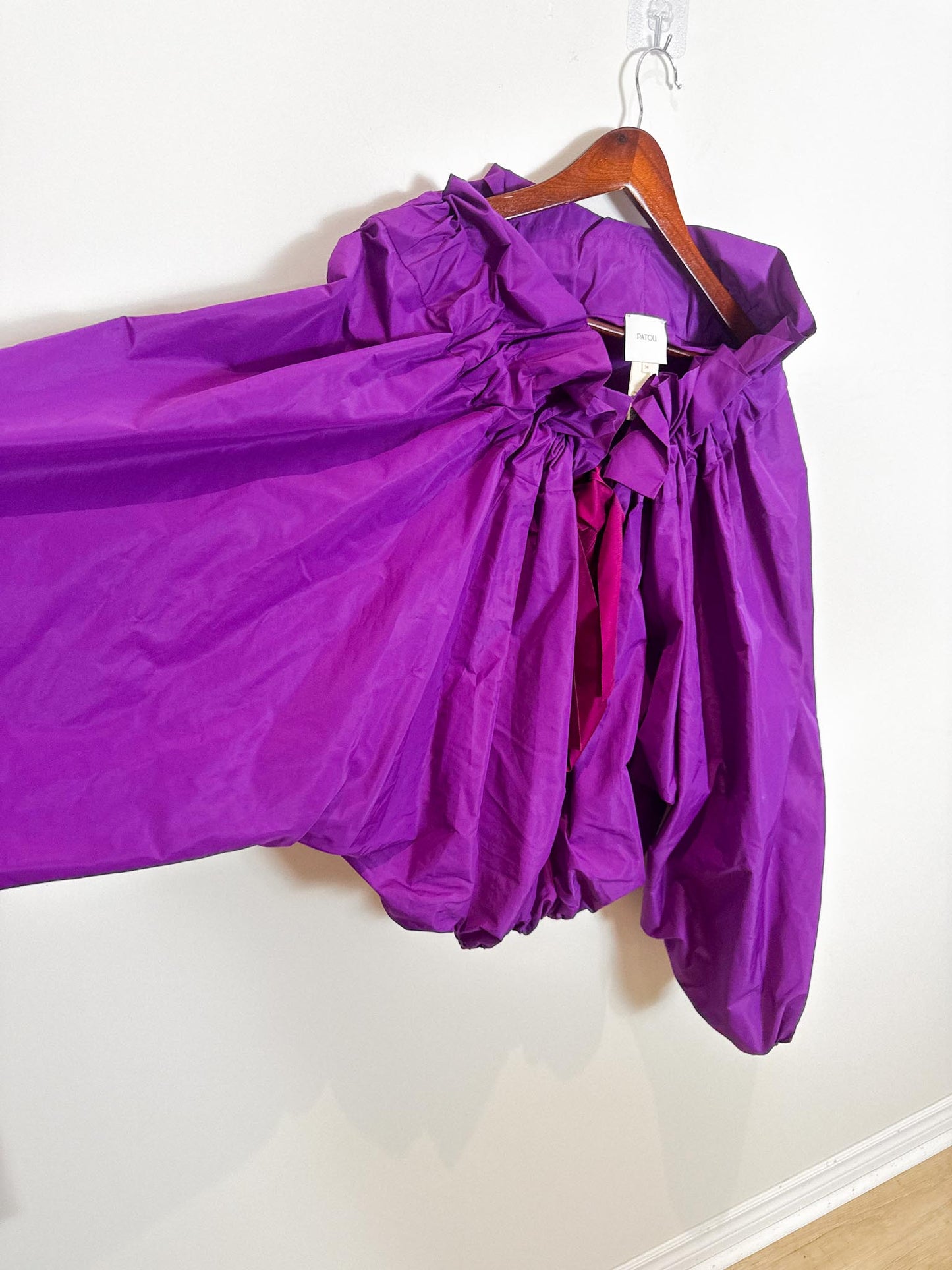 PATOU Designer "Patou Drawstring Collar Top in Eco-Friendly Faille in Anemone" (One Size)