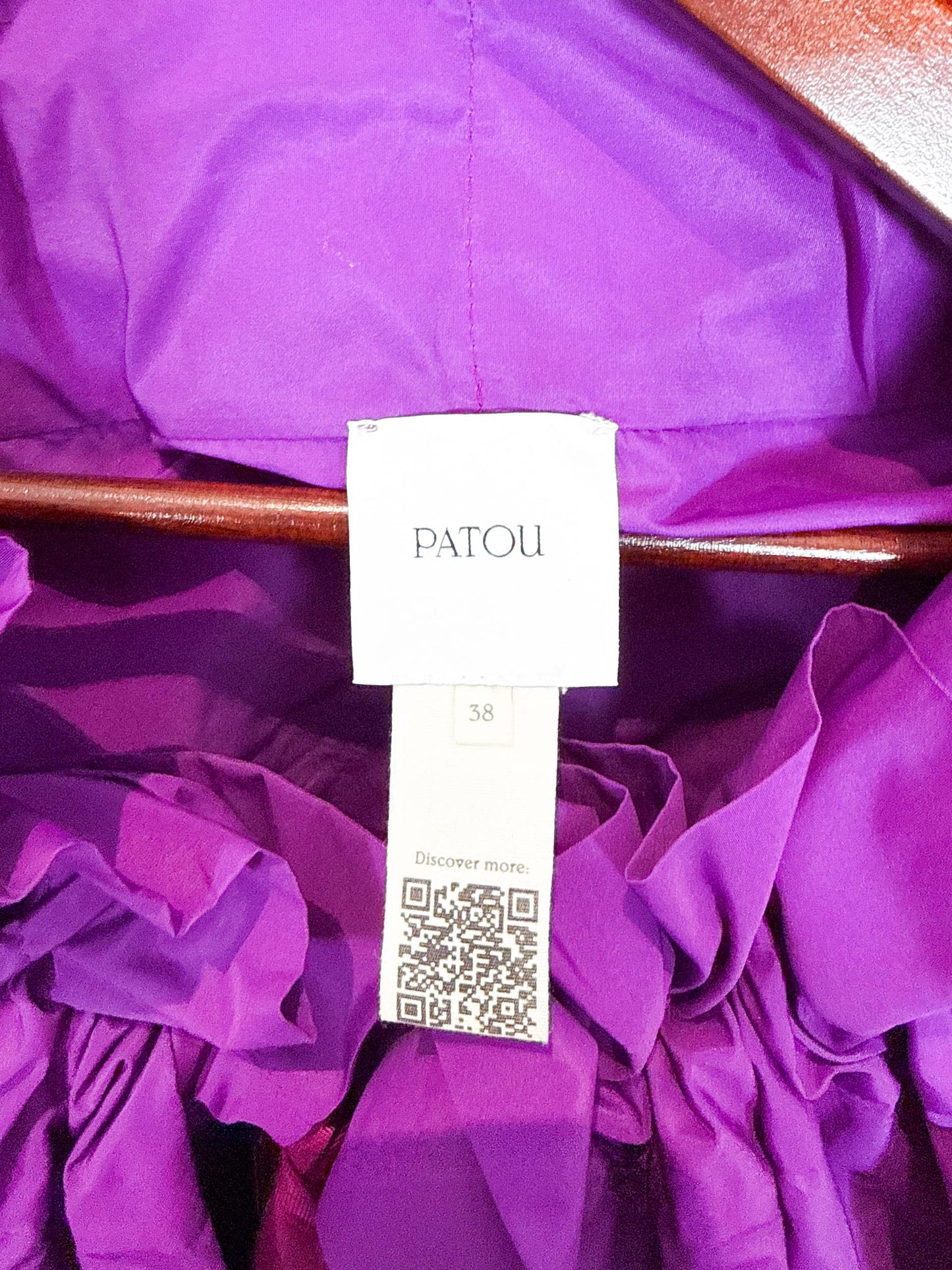 PATOU Designer "Patou Drawstring Collar Top in Eco-Friendly Faille in Anemone" (One Size)