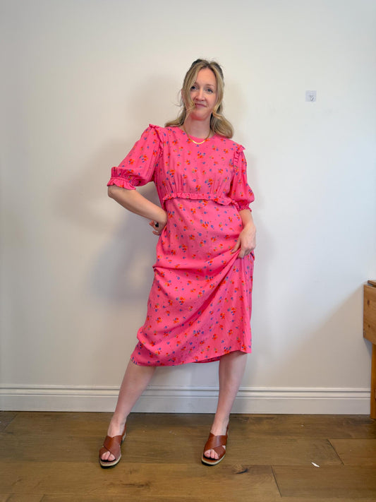 Nobody's Child "Ditsy Floral Pink Felicia Midi Dress" NWT (Size 16)