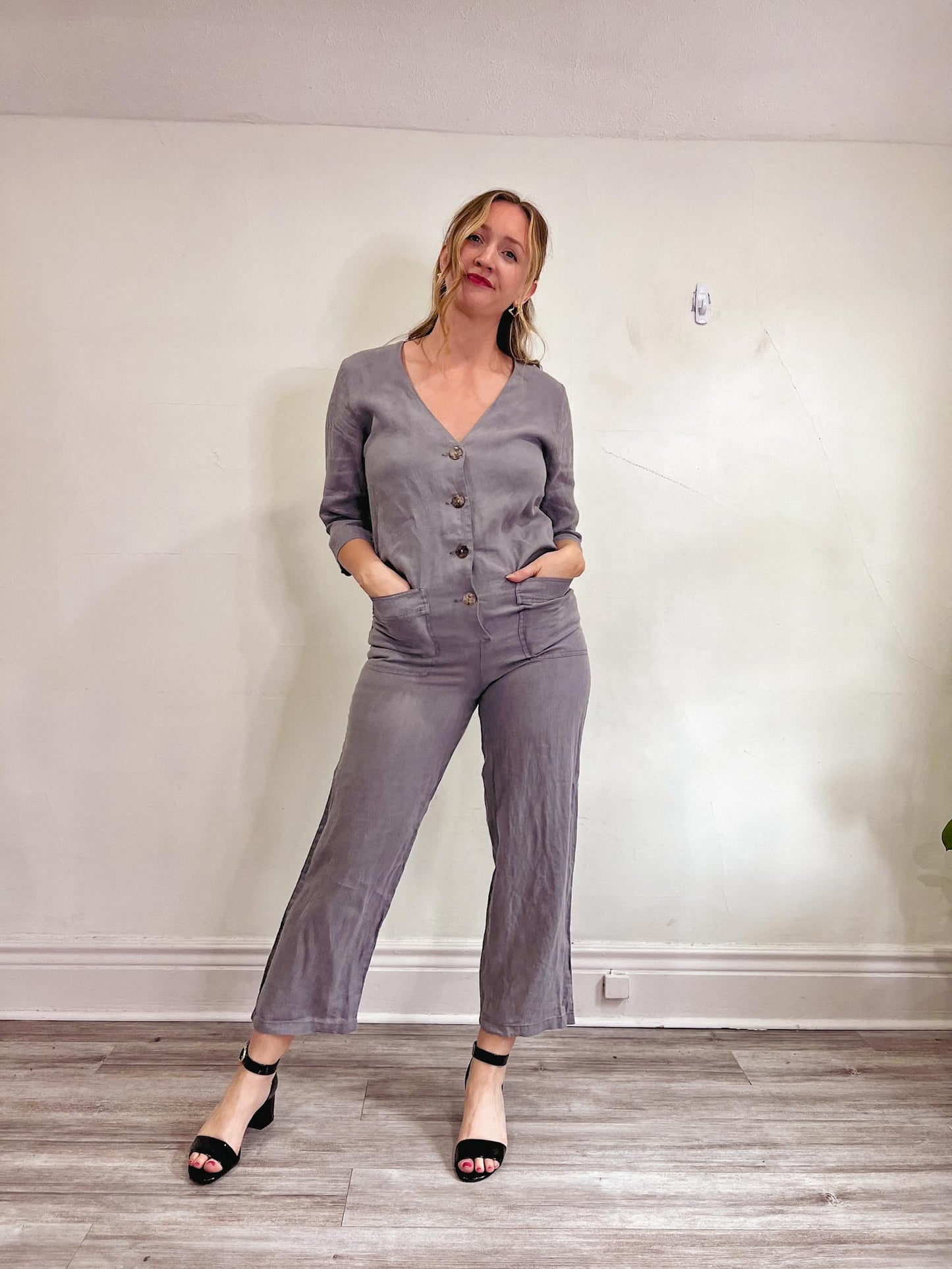 Zara Linen Jumpsuit in Grey (Size S/M)