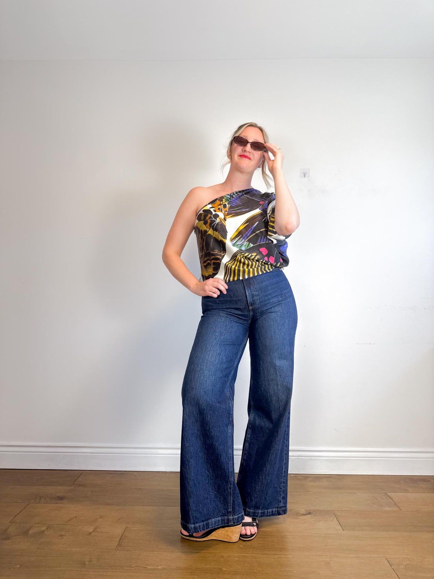 PISTOLA "Lana High-Rise Wide-Leg Jeans in Dark Wash" (Size 30)