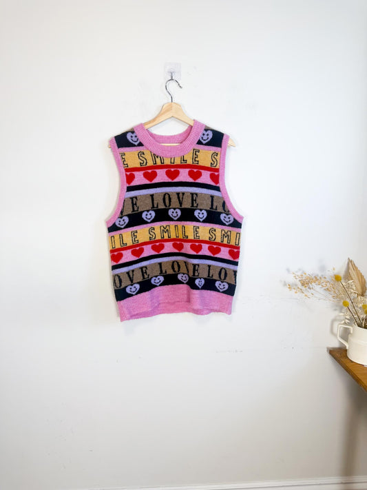 ICHI "Love Sweater Vest in Pink" (Size M/L)
