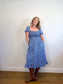 J.Crew Smocked Midi Dress with Puff Sleeves in Blue Print (Size S/M)