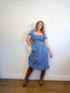 J.Crew Smocked Midi Dress with Puff Sleeves in Blue Print (Size S/M)