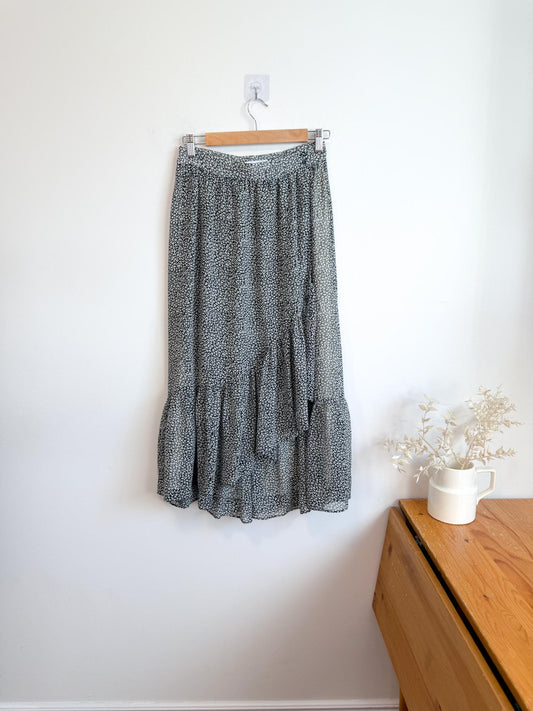 SUNCOO Paris "Jupe Felicite Midi Skirt" in Black/White Print (Size S)