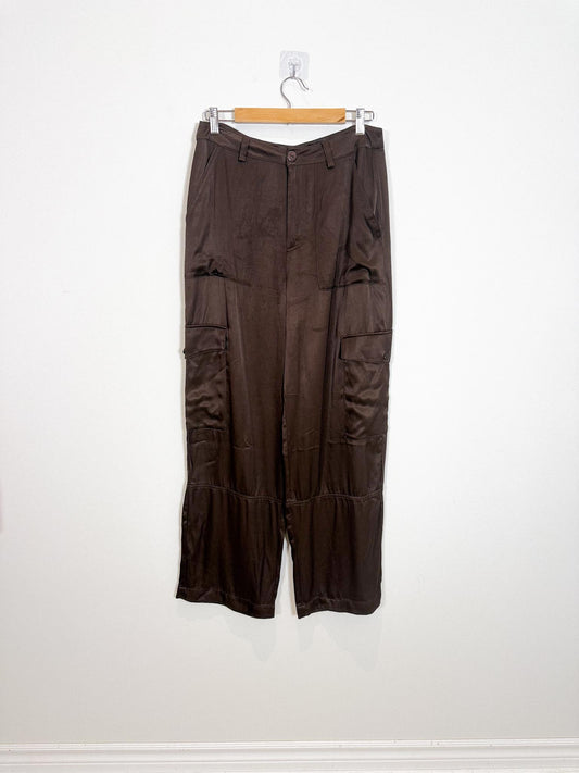 Part Two "Crine Satin Cargo Trouser in Brown" (Size S)