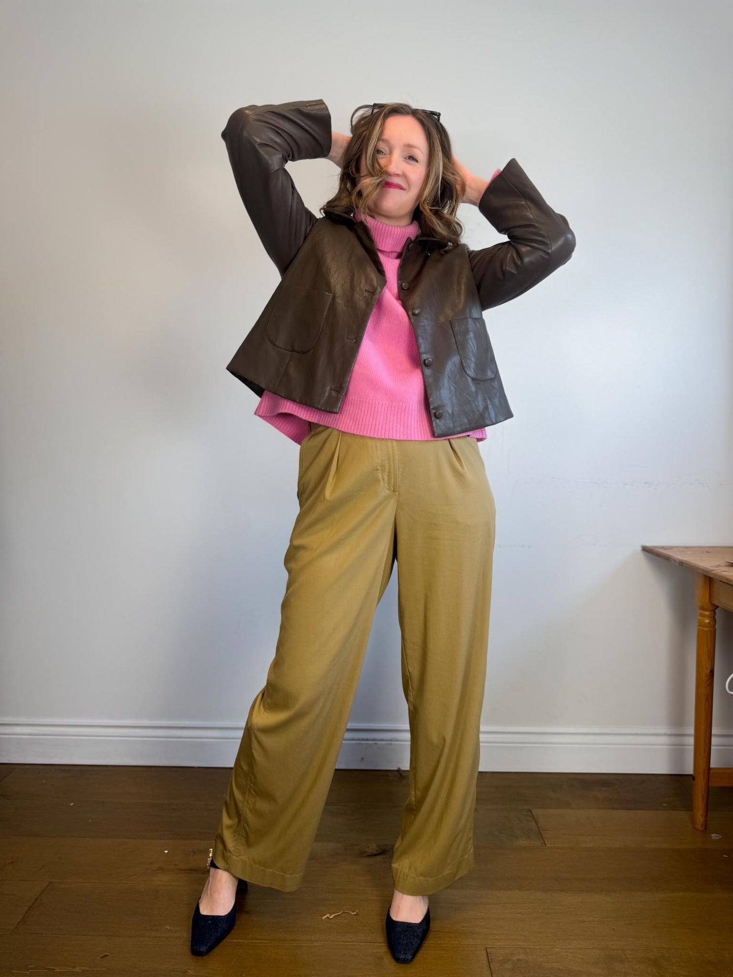 Lululemon High Rise Wide Leg Trousers in Golden Beige (Size 10)