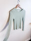 Citizens of Humanity Ribbed Long Sleeve T-Shirt in Pastel Green (Size S/M)