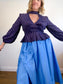 Nobody’s Child Polka Dot High Neck Blouse in Purple/White NWT(Size S)