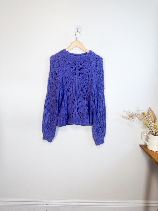 YAS Purple Chunky Knit Alpaca Sweater NWT (Size L)