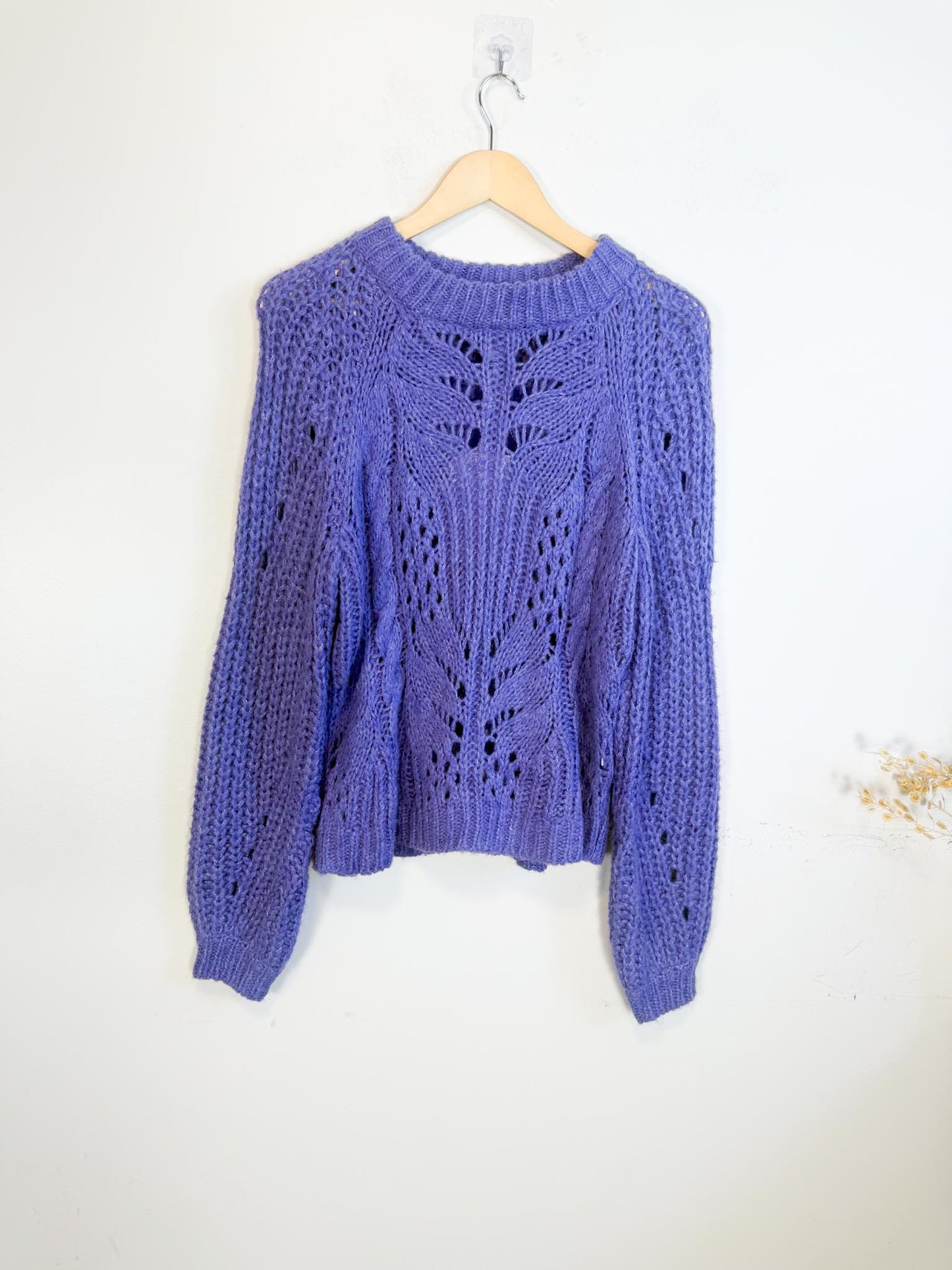 YAS Purple Chunky Knit Alpaca Sweater NWT (Size L)
