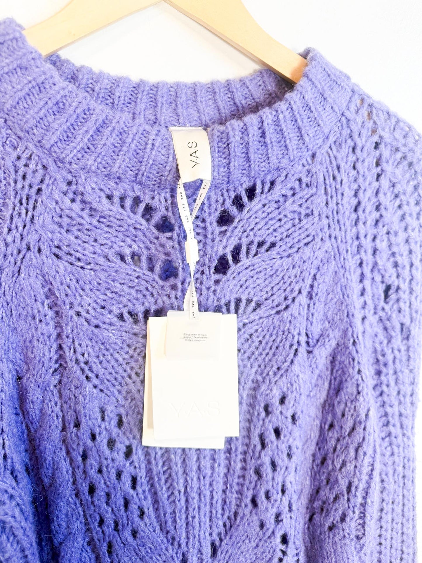 YAS Purple Chunky Knit Alpaca Sweater NWT (Size L)
