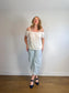 FRAME "The Bubble High Rise Curved Legs in Light Wash" NWT (Size