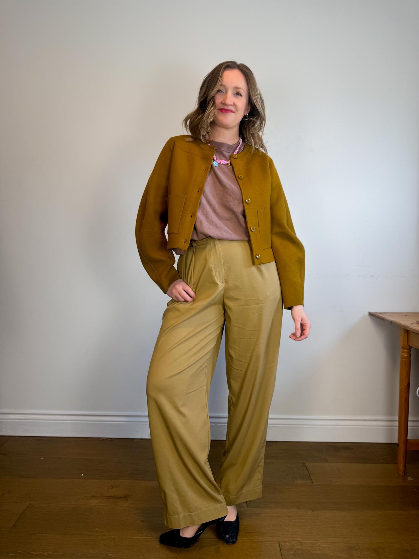 Lululemon High Rise Wide Leg Trousers in Golden Beige (Size 10)