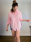 Babaton Cotton Button Down in Pink (Size L)