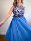 MaxMara Designer Silk Blouse in Blue/White SOLD AS IS (Size L)