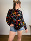 Love & Roses "Black Graphic Print Long Sleeve Button Down Shirt" NWT (Size L/XL)