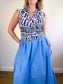 MaxMara Designer Silk Blouse in Blue/White SOLD AS IS (Size L)