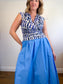 MaxMara Designer Silk Blouse in Blue/White SOLD AS IS (Size L)