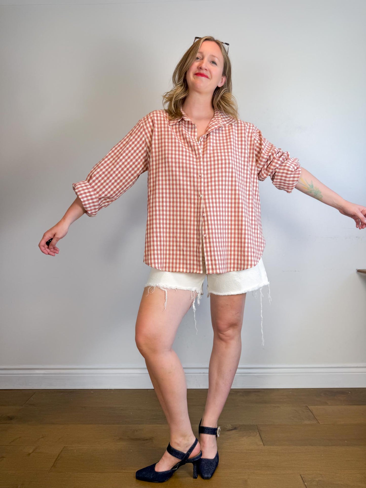 For Love & Lemons "Georgia Gingham Button Down" (Size L/XL)