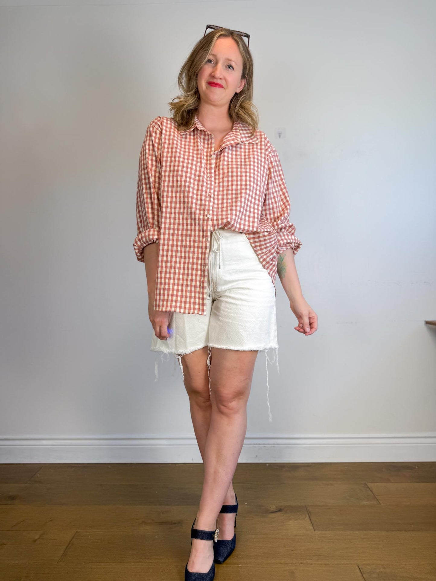 For Love & Lemons "Georgia Gingham Button Down" (Size L/XL)
