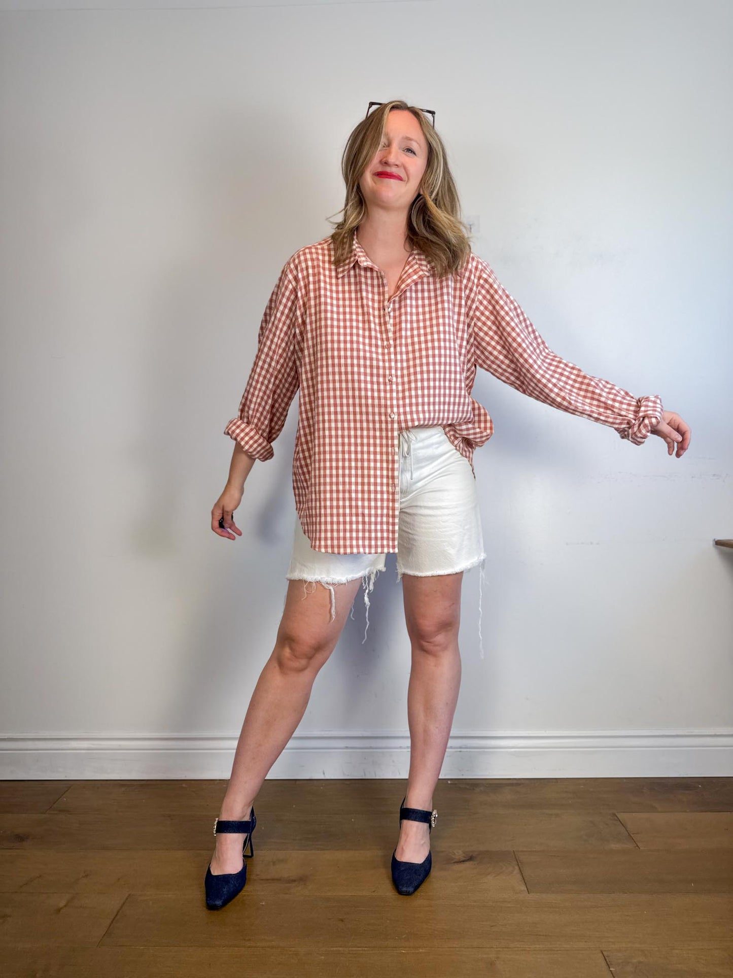 For Love & Lemons "Georgia Gingham Button Down" (Size L/XL)